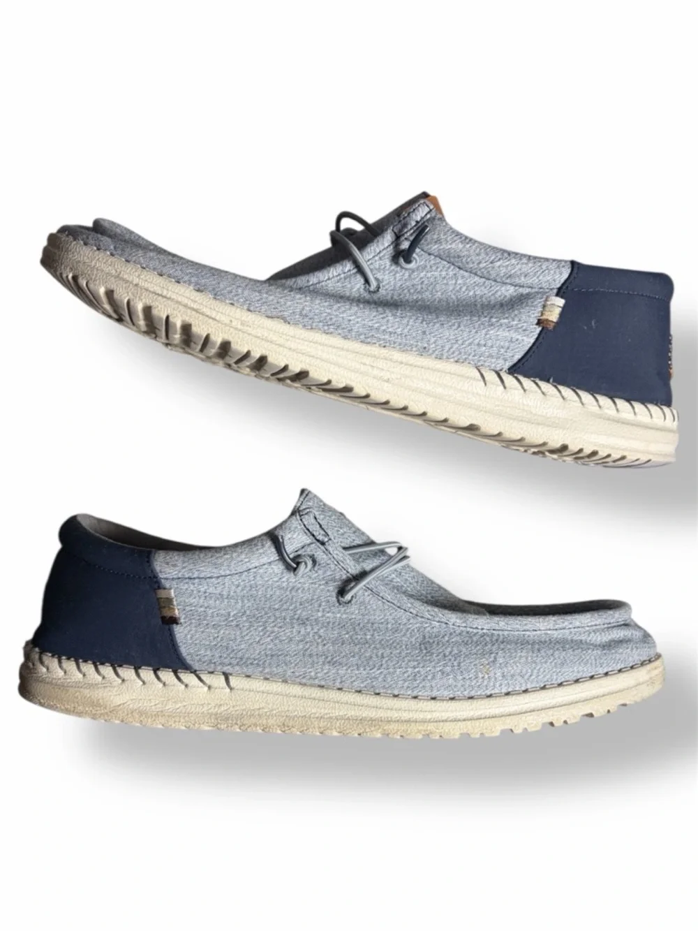 HEY DUDE Men's Wally Funk Navy Blue Jean Denim Look Slip On Sneakers 13